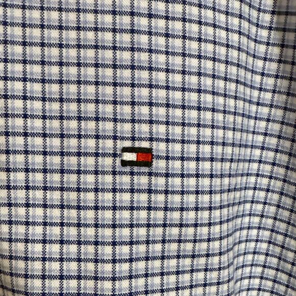 Tommy Hilfiger Blue & White Plaid Short Sleeve Button Down Shirt Size XXL - Picture 8 of 12